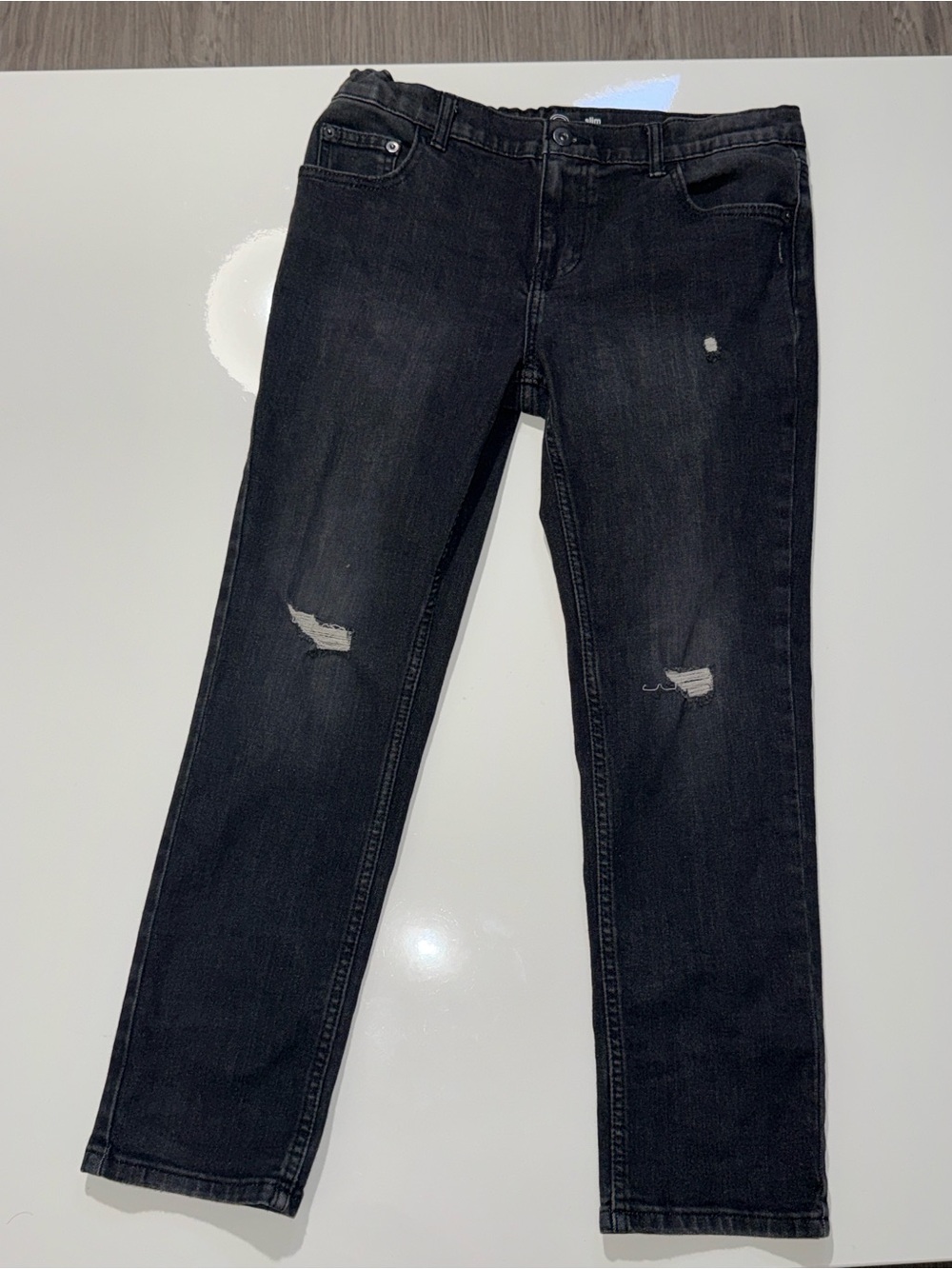 wonder nation Black Straight Leg Distressed Jeans